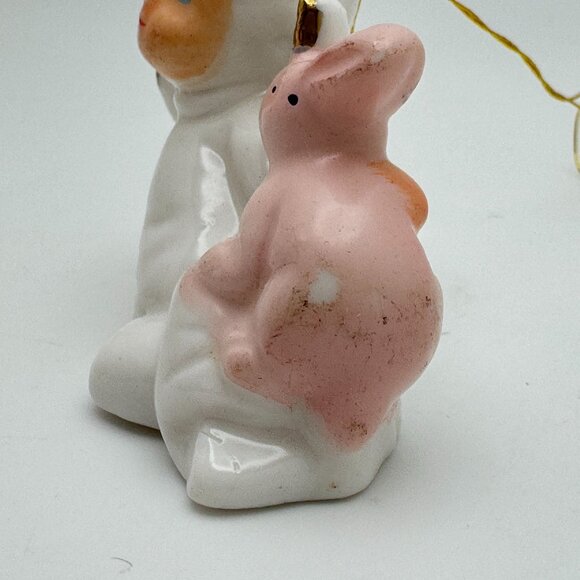 Vintage Ceramic Angel Ornaments Set Of 3 With Bird Duck Bunny Christmas Holiday - Picture 12 of 16